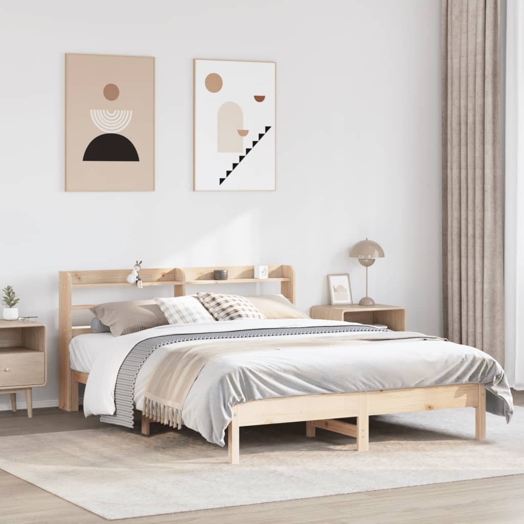 Bed Frame without Mattress 135x190 cm Double Solid Wood Pine